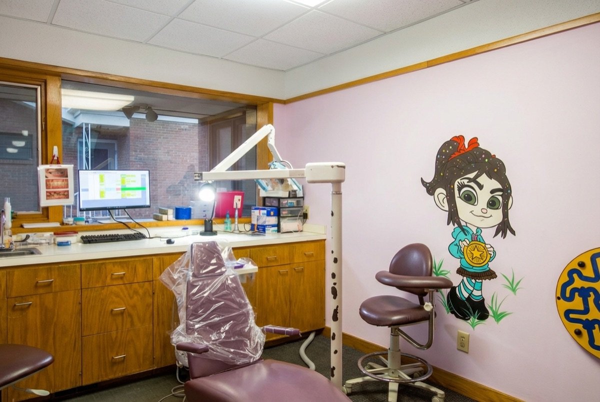 Monroe treatment room with character murals