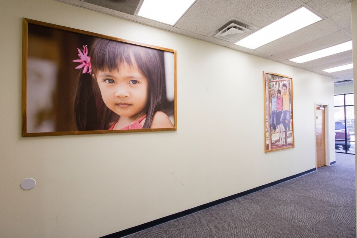 Winston-Salem hallway with children's portrait